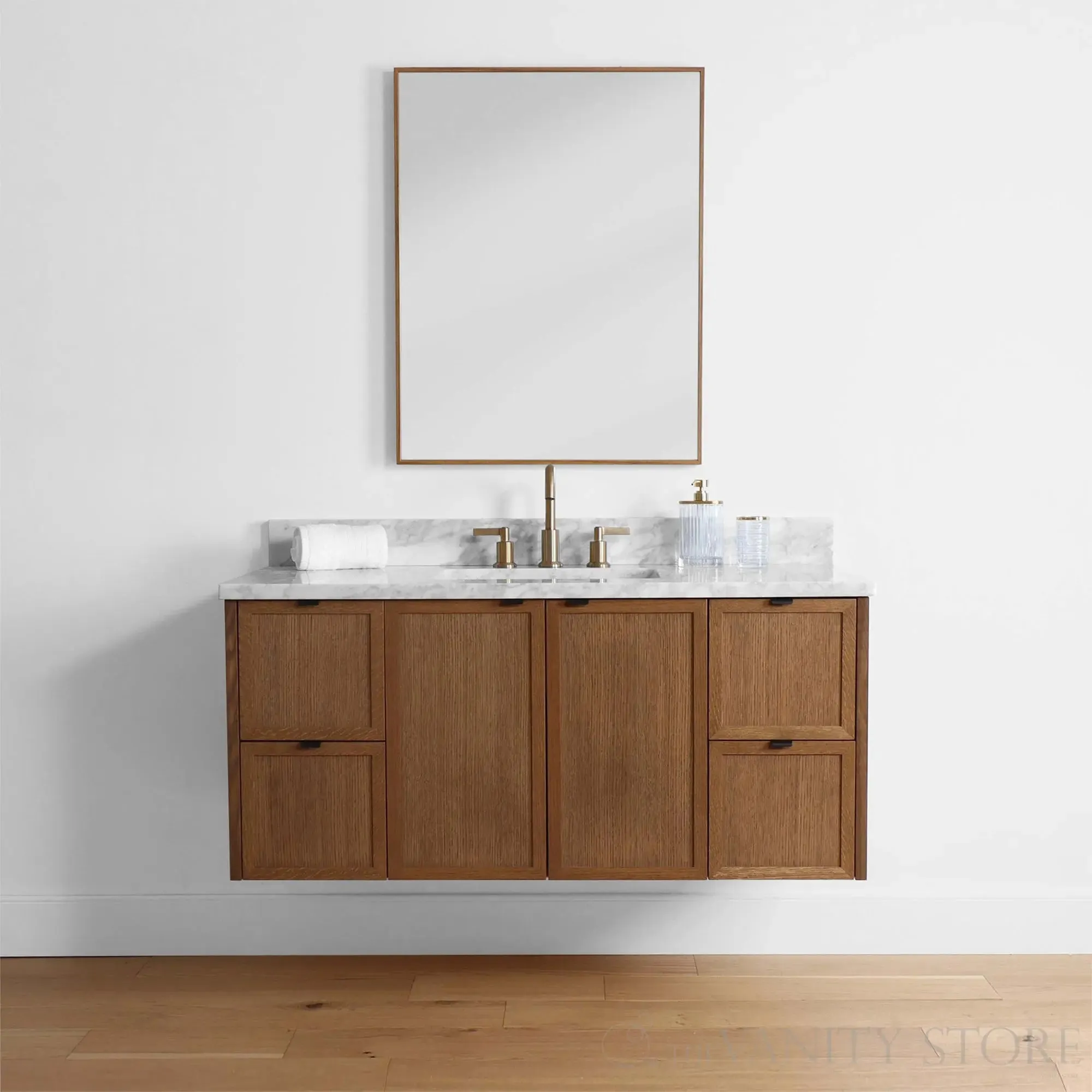 Cape Breton 48" Wall Mount Mid Century Oak Bathroom Vanity