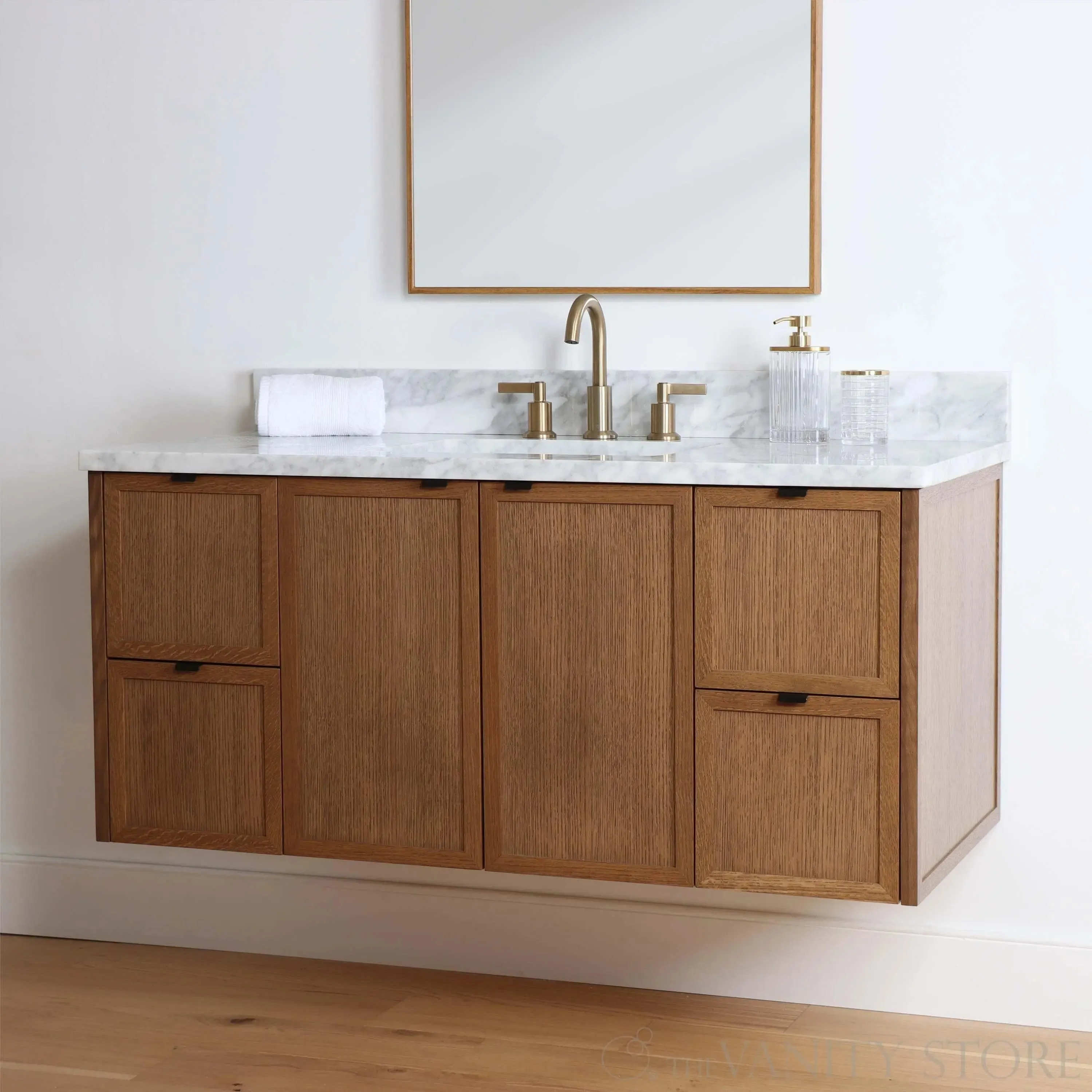 Cape Breton 48" Wall Mount Mid Century Oak Bathroom Vanity