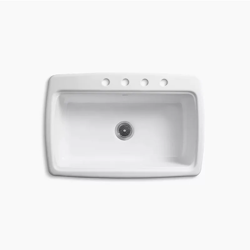 Cape Dory 22" x 33" x 9.63" Enameled Cast Iron Single-Basin Drop-In Kitchen Sink in Biscuit