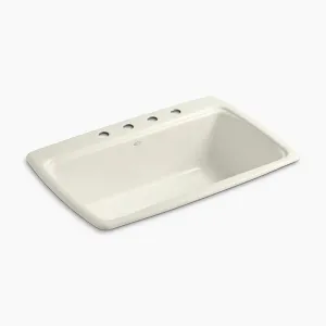 Cape Dory 22" x 33" x 9.63" Enameled Cast Iron Single-Basin Drop-In Kitchen Sink in Biscuit