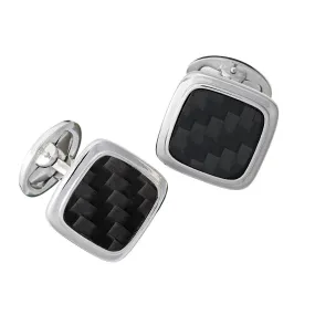 Carbon Fiber Soft Square Sterling Silver Cufflinks I Jan Leslie