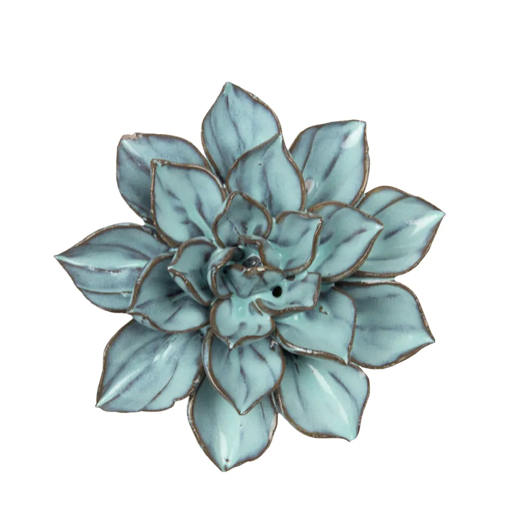 Ceramic Bloom: Blue Brown Flower