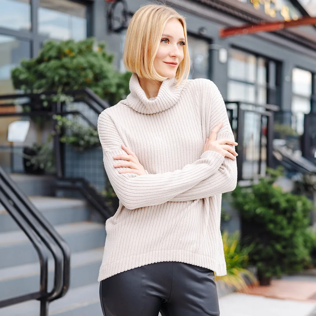 Chunky Ribbed - Tipped Hem Sweater Top - Sand - Limited Sizes - LRG, XL