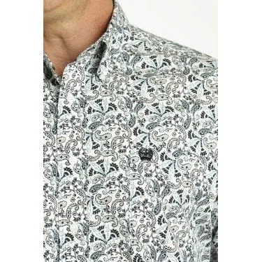 Cinch Men's Paisley Button-Down Western Shirt - White/Teal/Navy/Coral