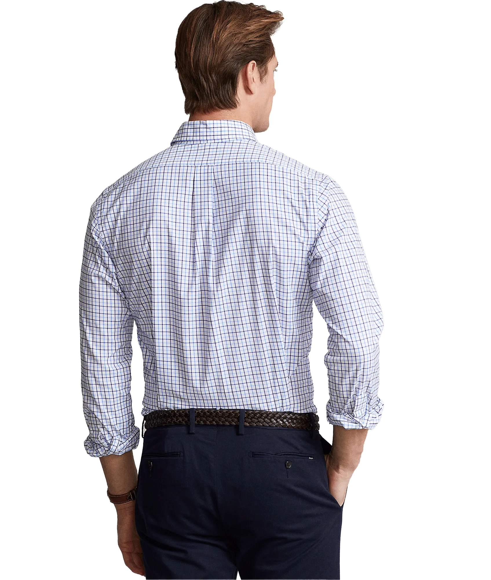 Classic Fit Checked Performance Shirt - Blue