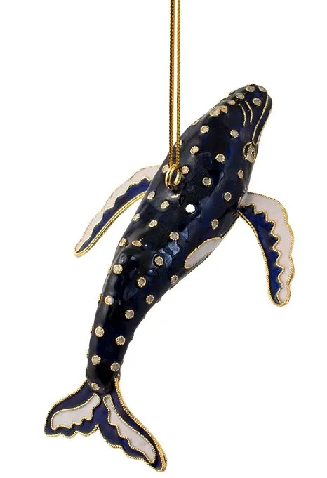 Cloisonné Humpback Whale 2-Pc. Ornament Set