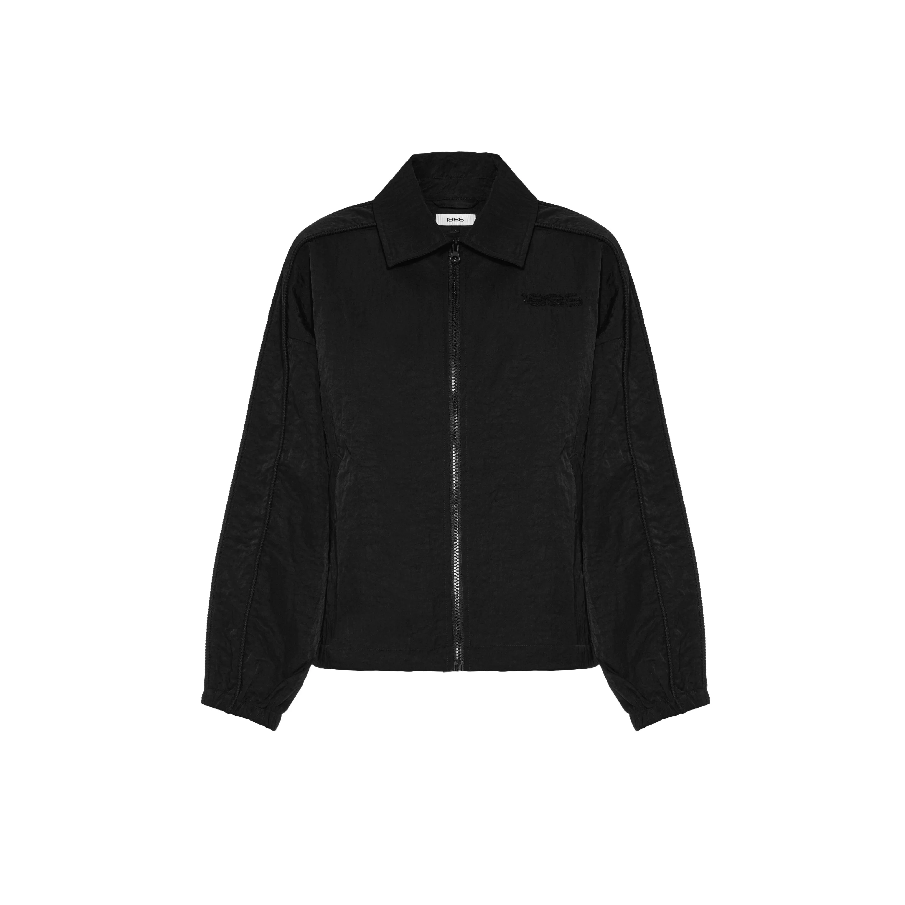 CRUSHED SATIN BLOUSON  - BLACK