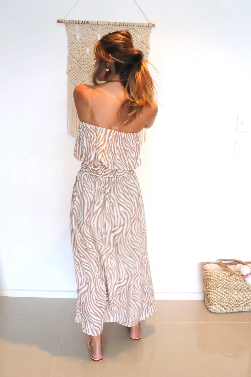 Daytripper Tube Maxi Dress In Zebra Taupe