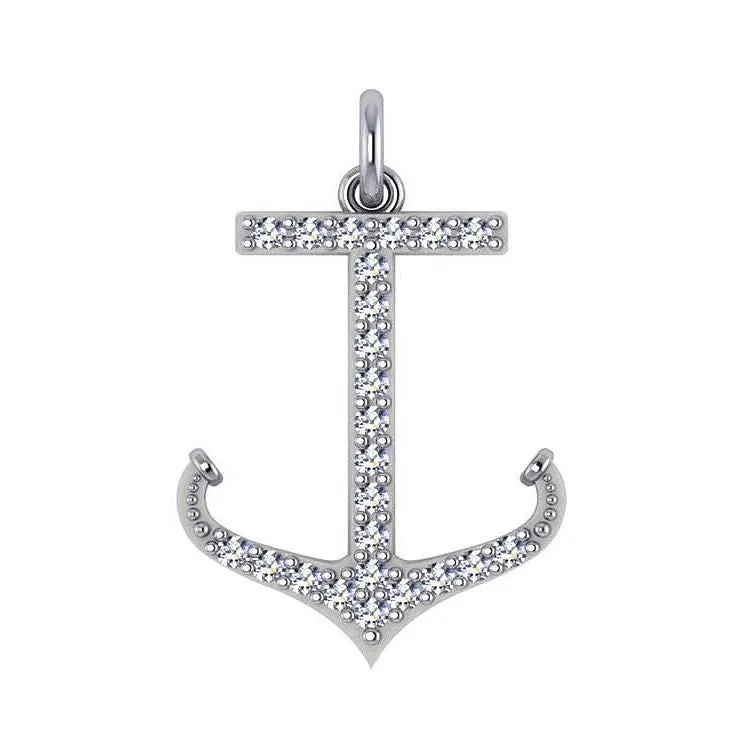 Diamond Studded Anchor Pendants