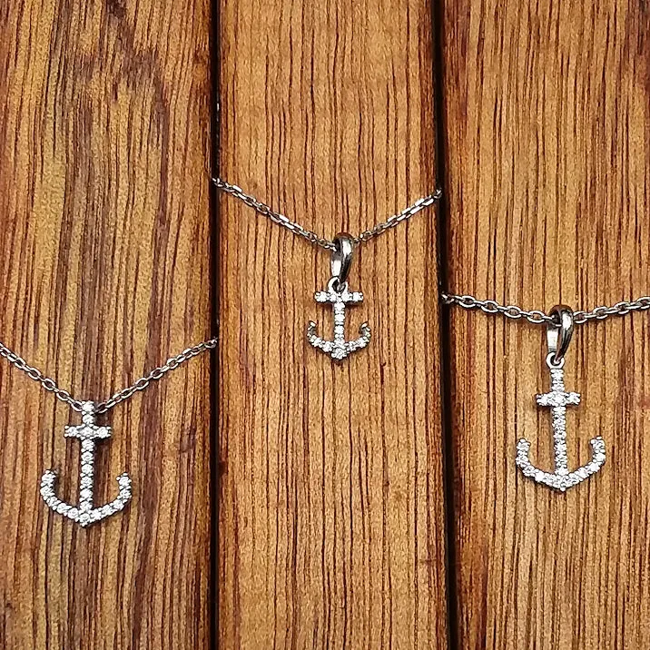 Diamond Studded Anchor Pendants