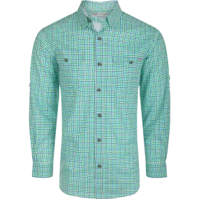 Drake Frat Tattersall Long Sleeve Shirt- Ceramic Teal