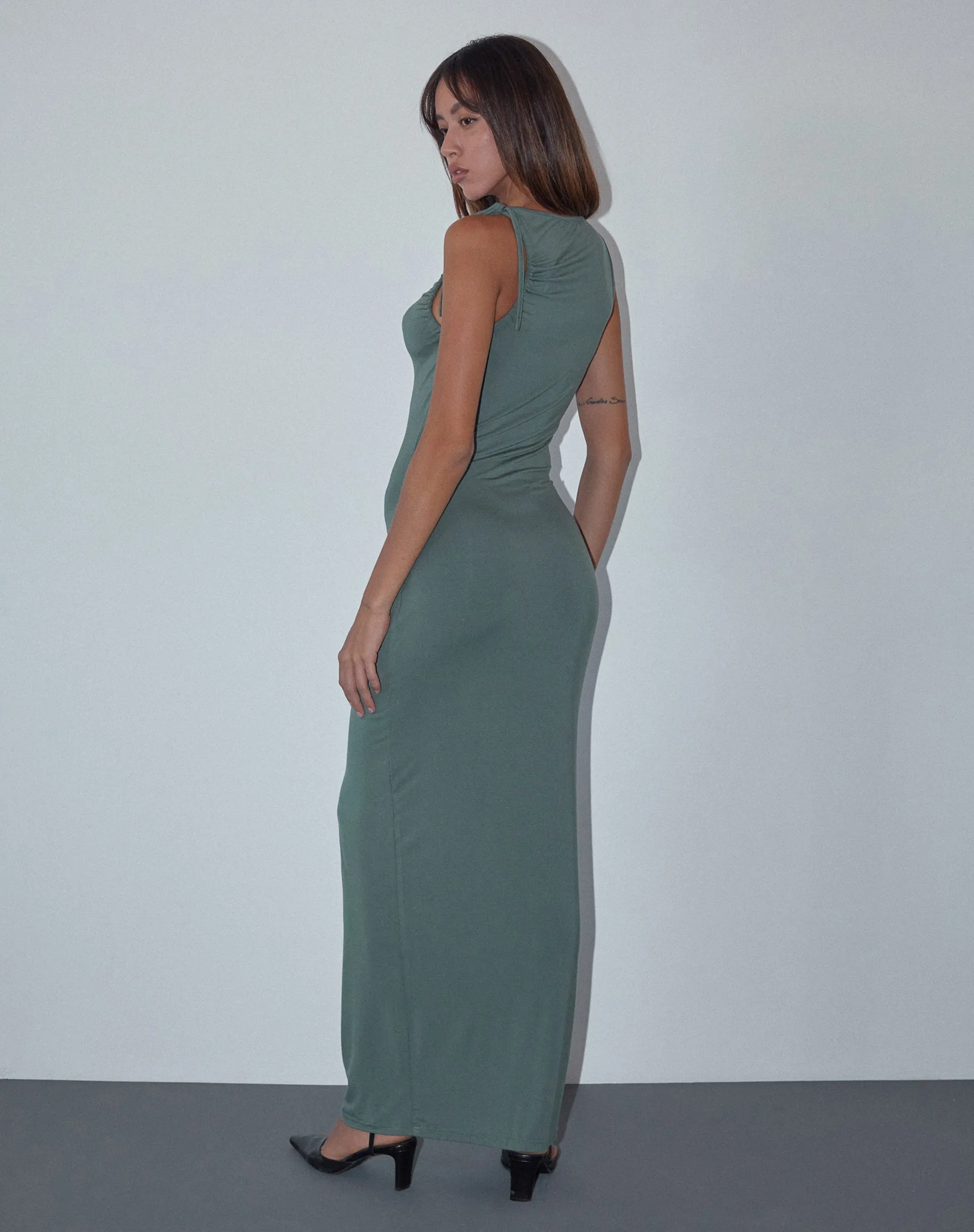 Elinor Maxi Dress in Slinky Olive