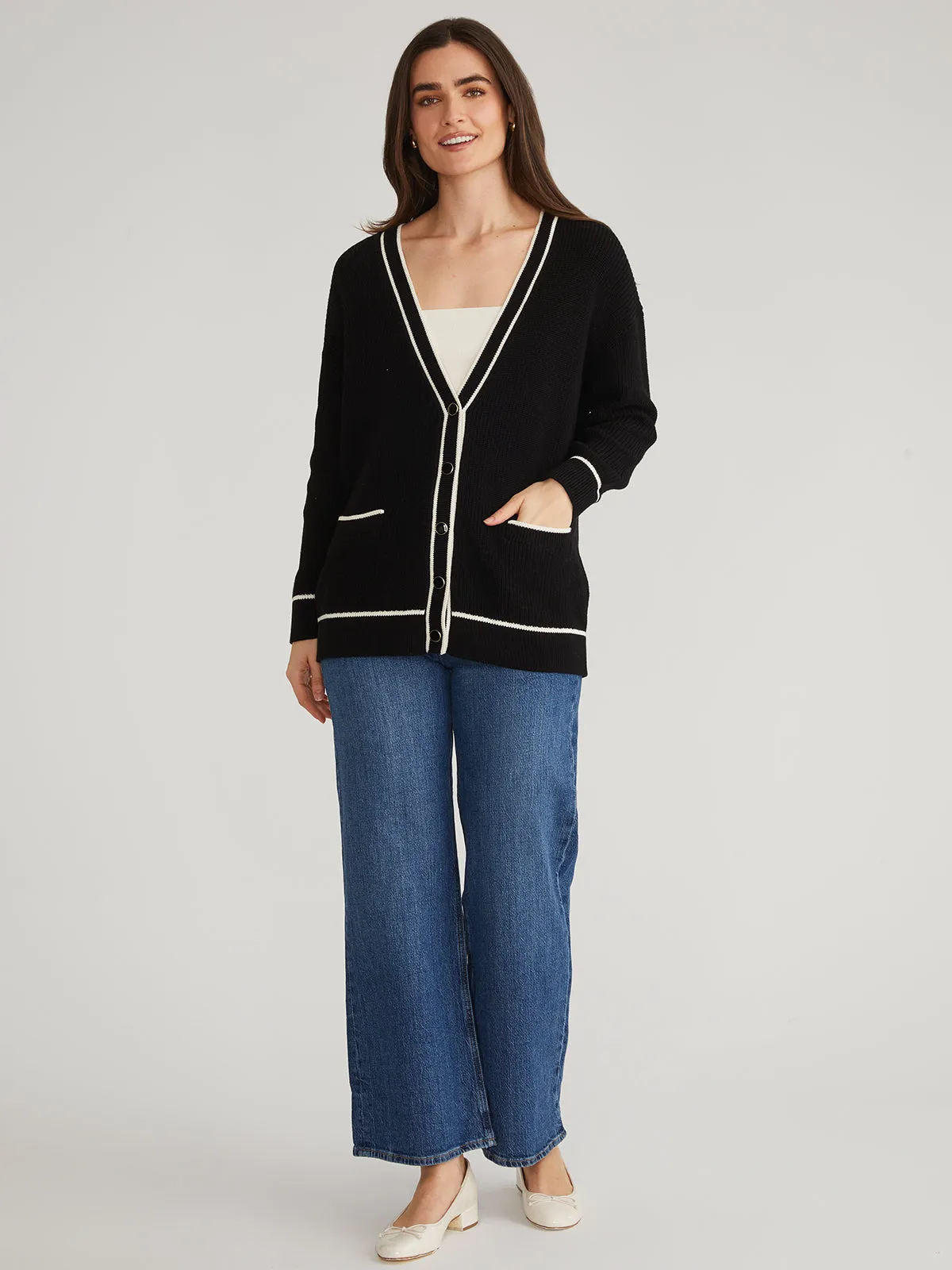 Emma: 100% Cotton Tipped Oversized Cardigan