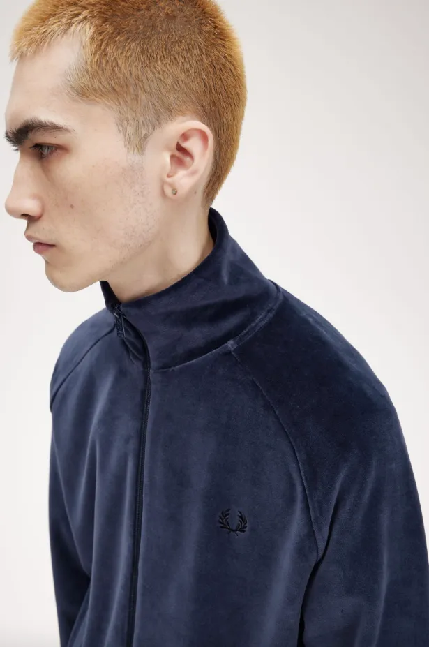 Fred Perry Velour Track Jacket/Dark Carbon - New AW24