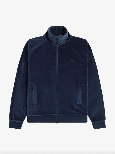 Fred Perry Velour Track Jacket/Dark Carbon - New AW24