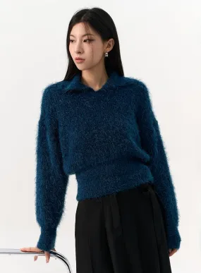 Fuzzy Knit Collar Sweater IO320