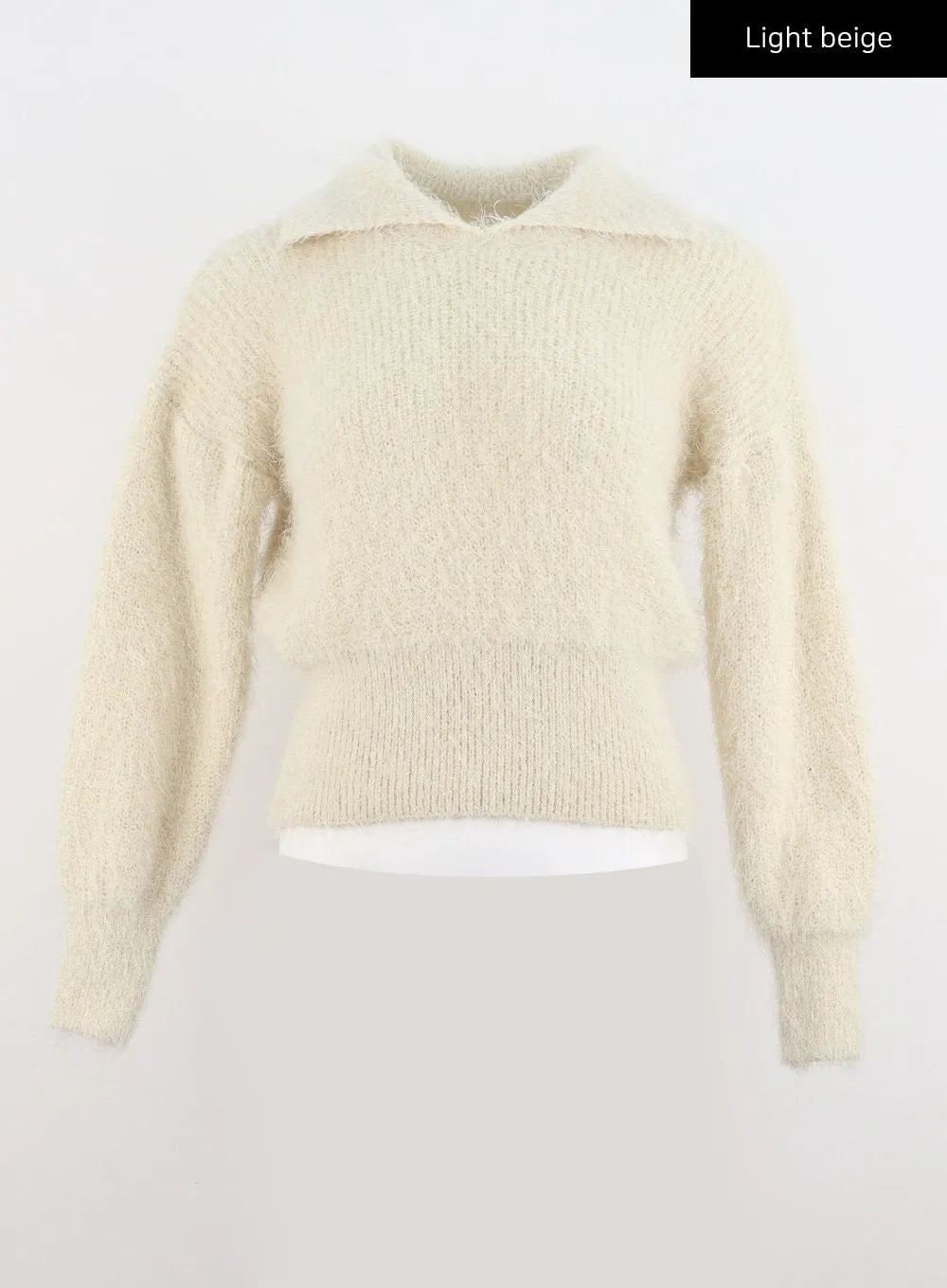 Fuzzy Knit Collar Sweater IO320