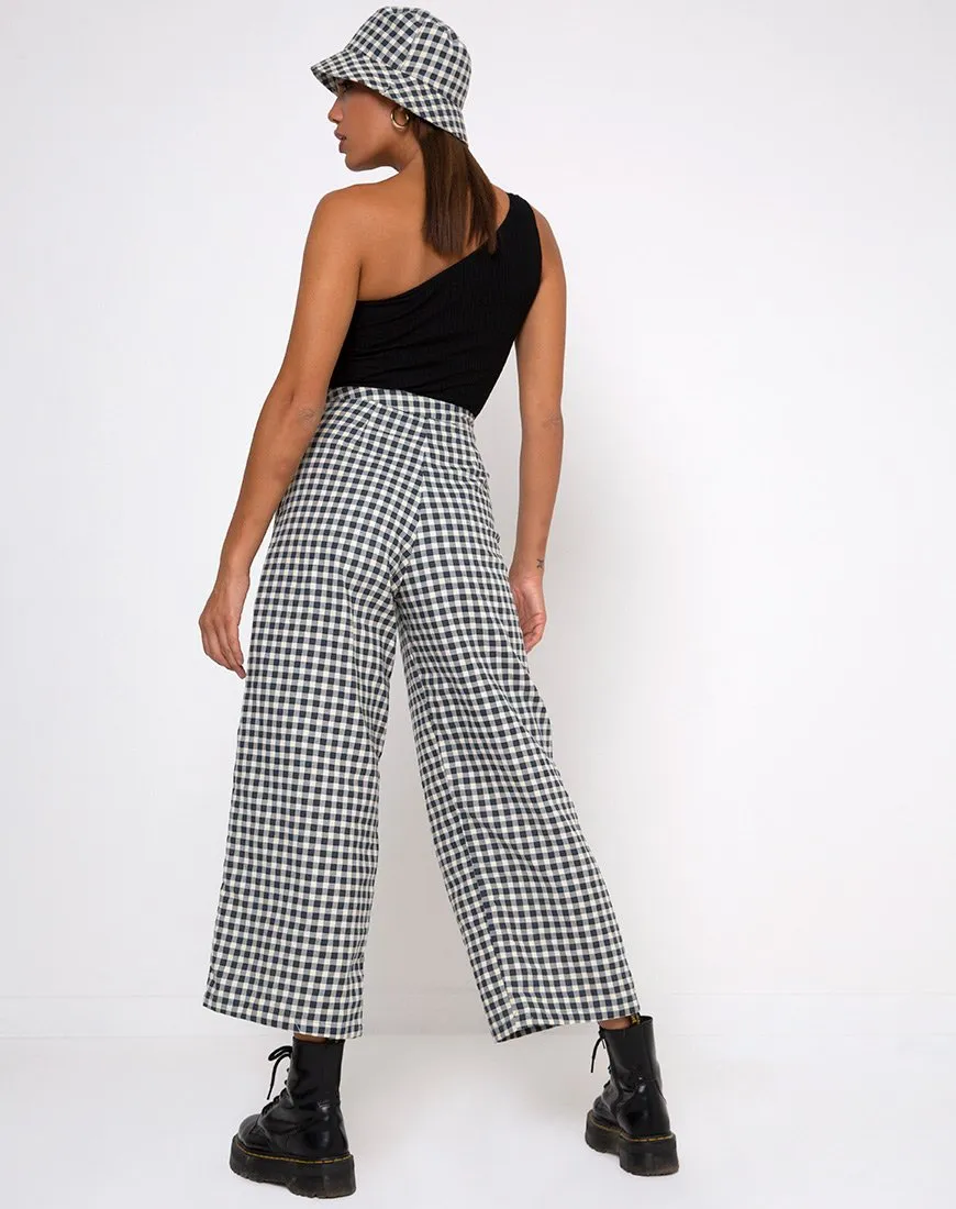 Gamila Culotte Trouser in Gingham Cream