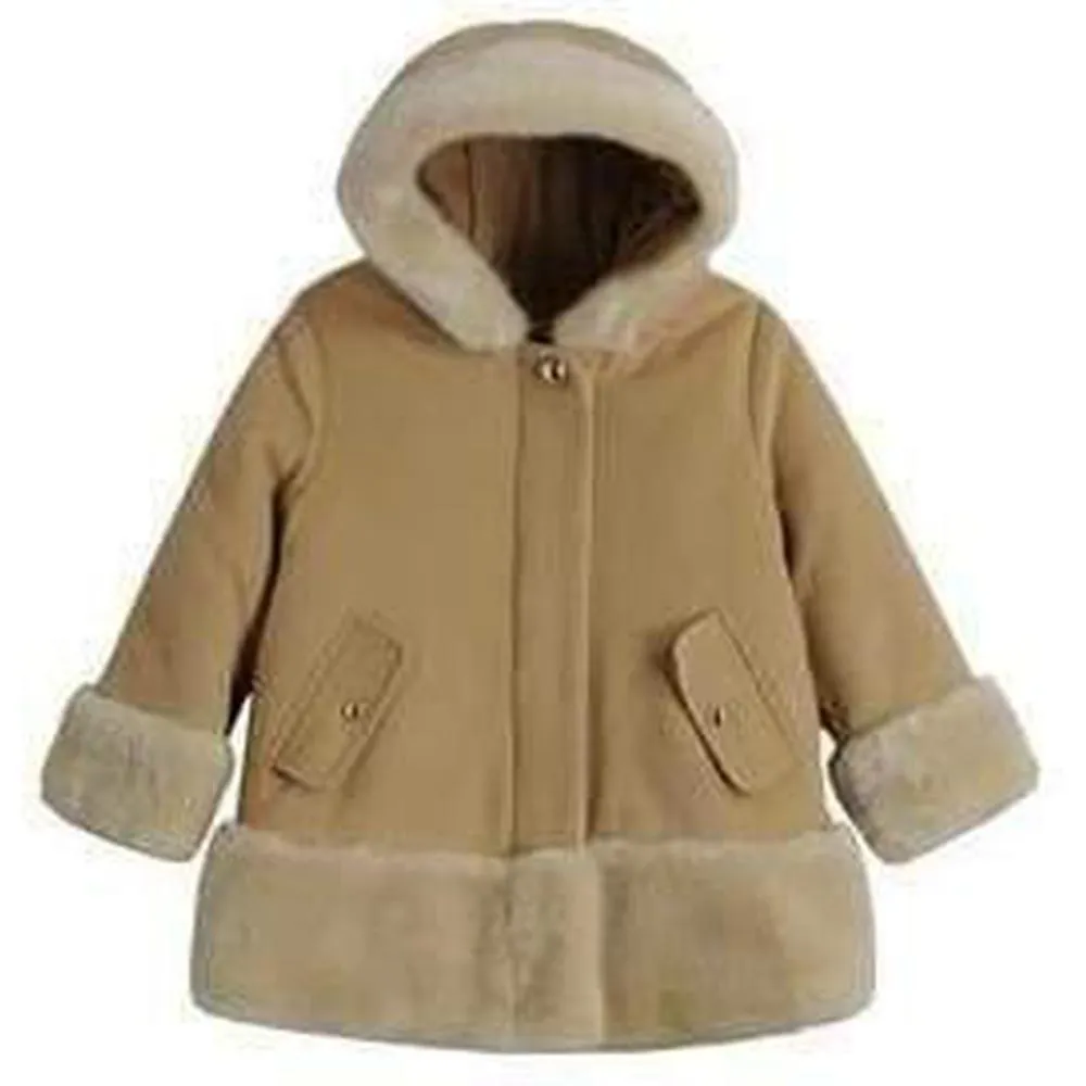 Girls Beige Wool Coat