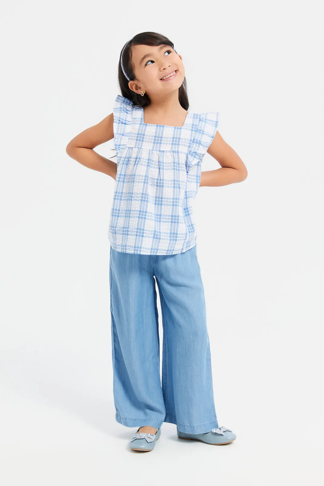 Girls Blue Culottes Trousers