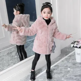 Girls' Coat Autumn And Winter Children's Fashionable Thickened Warm Korean Fashion Imitation Fur Top