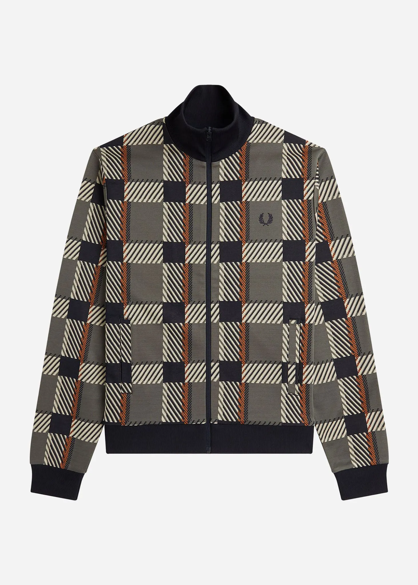 Glitch tartan track jacket - field green