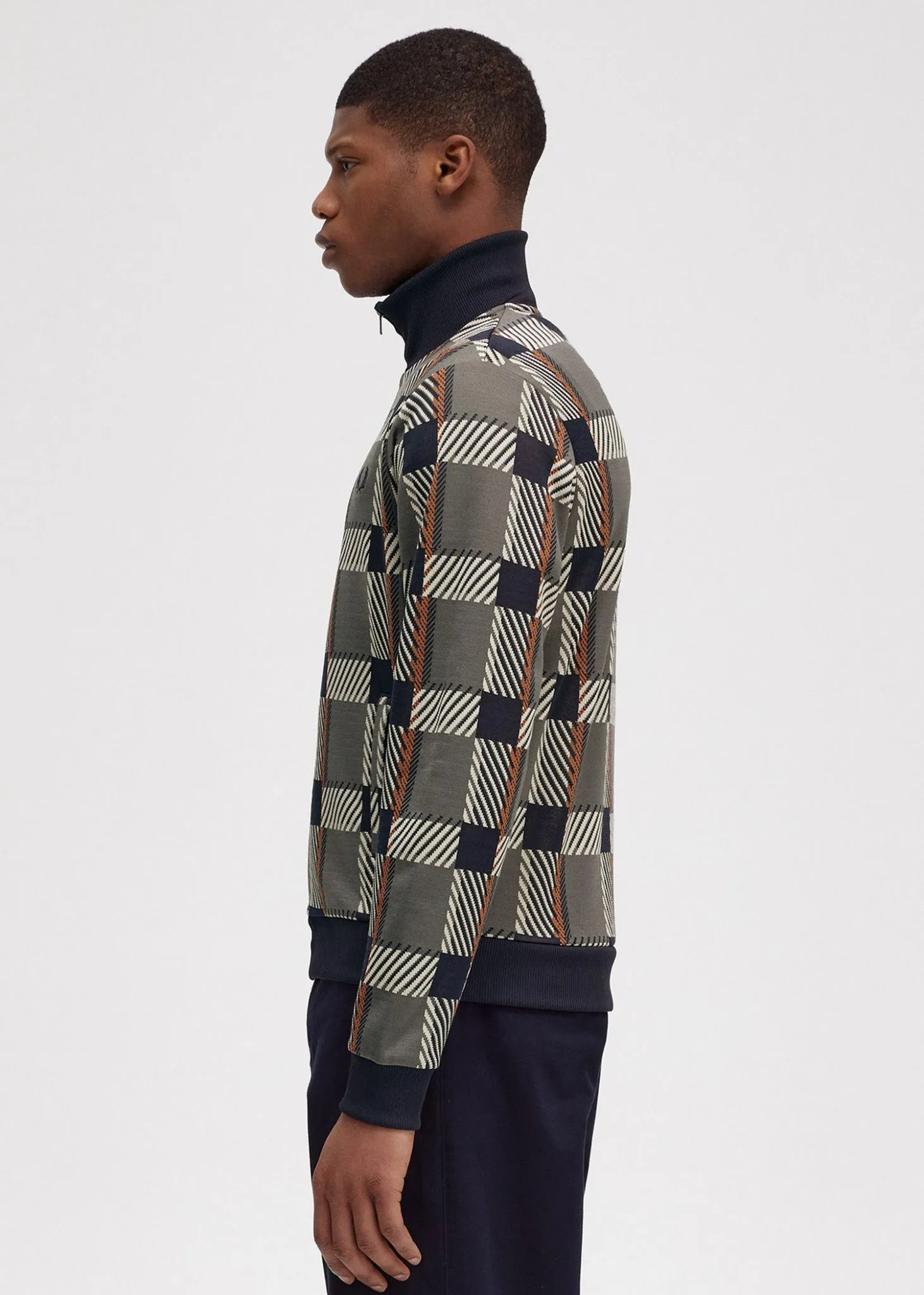 Glitch tartan track jacket - field green