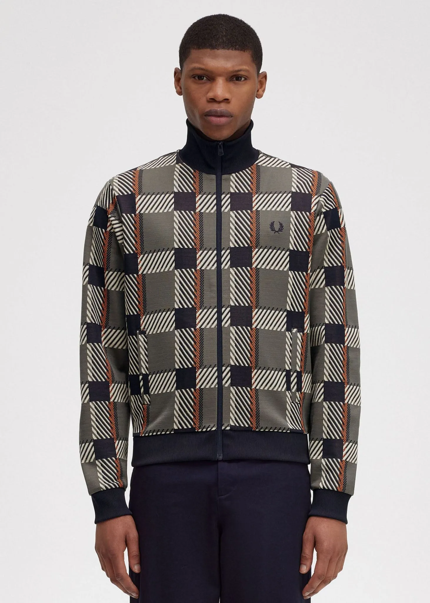 Glitch tartan track jacket - field green