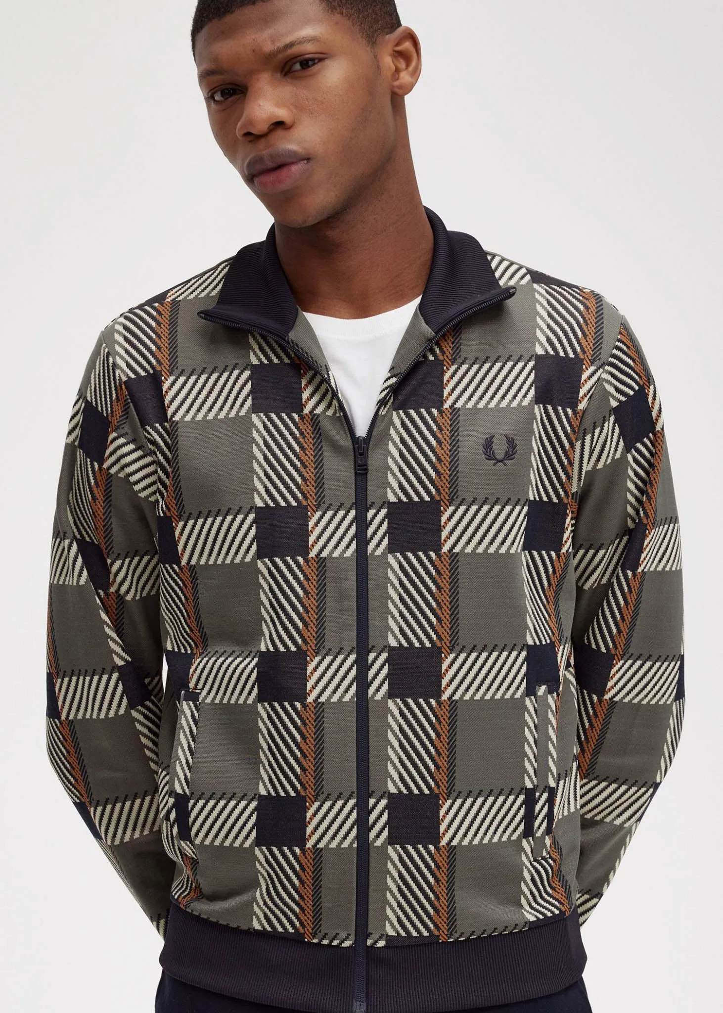 Glitch tartan track jacket - field green