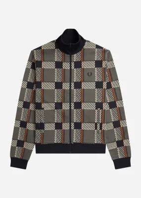 Glitch tartan track jacket - field green