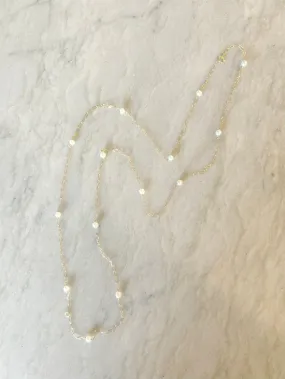 Gold-filled long chain with freshwater pearls