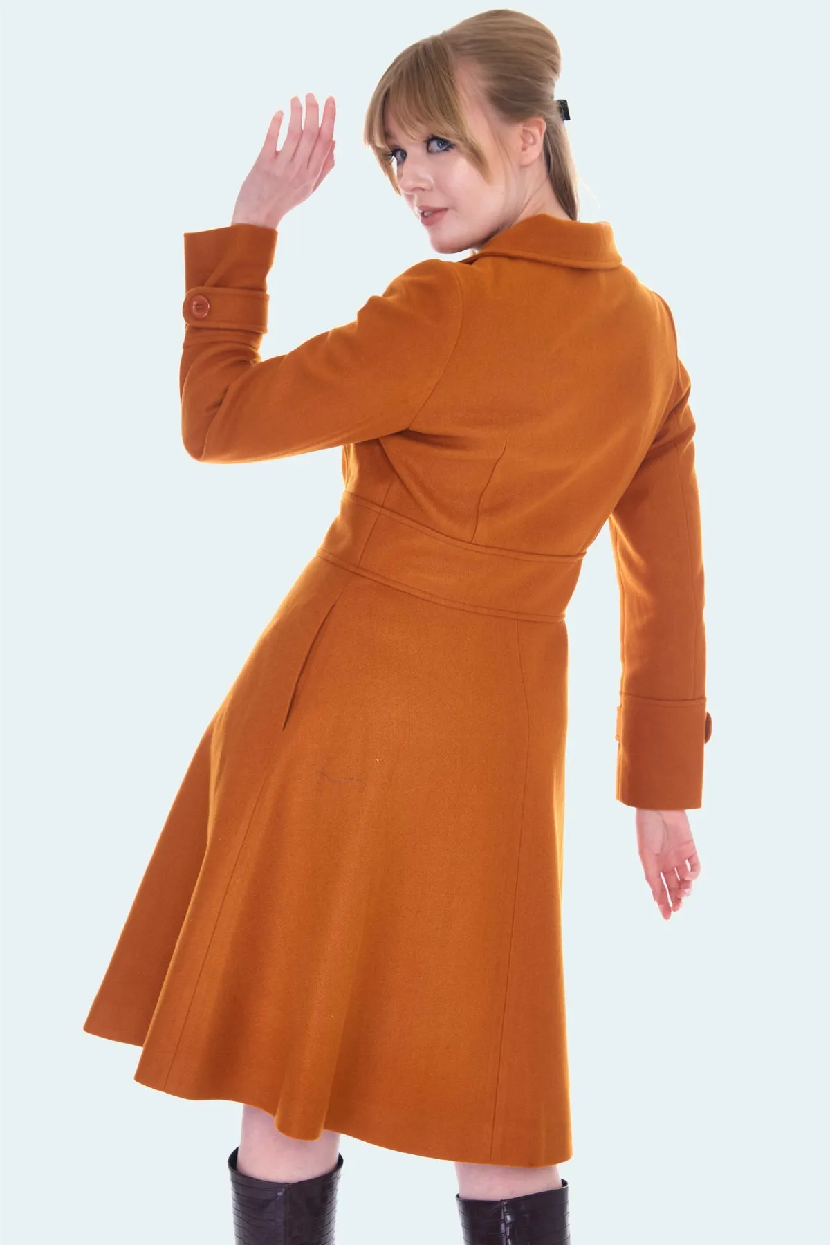 Grace Double Breasted Coat in Burnt Orange by Voodoo Vixen