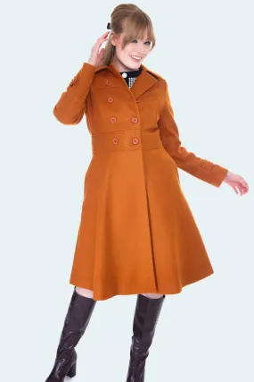 Grace Double Breasted Coat in Burnt Orange by Voodoo Vixen