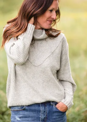 Gray Turtleneck Ribbed Cuff Sweater - FINAL SALE