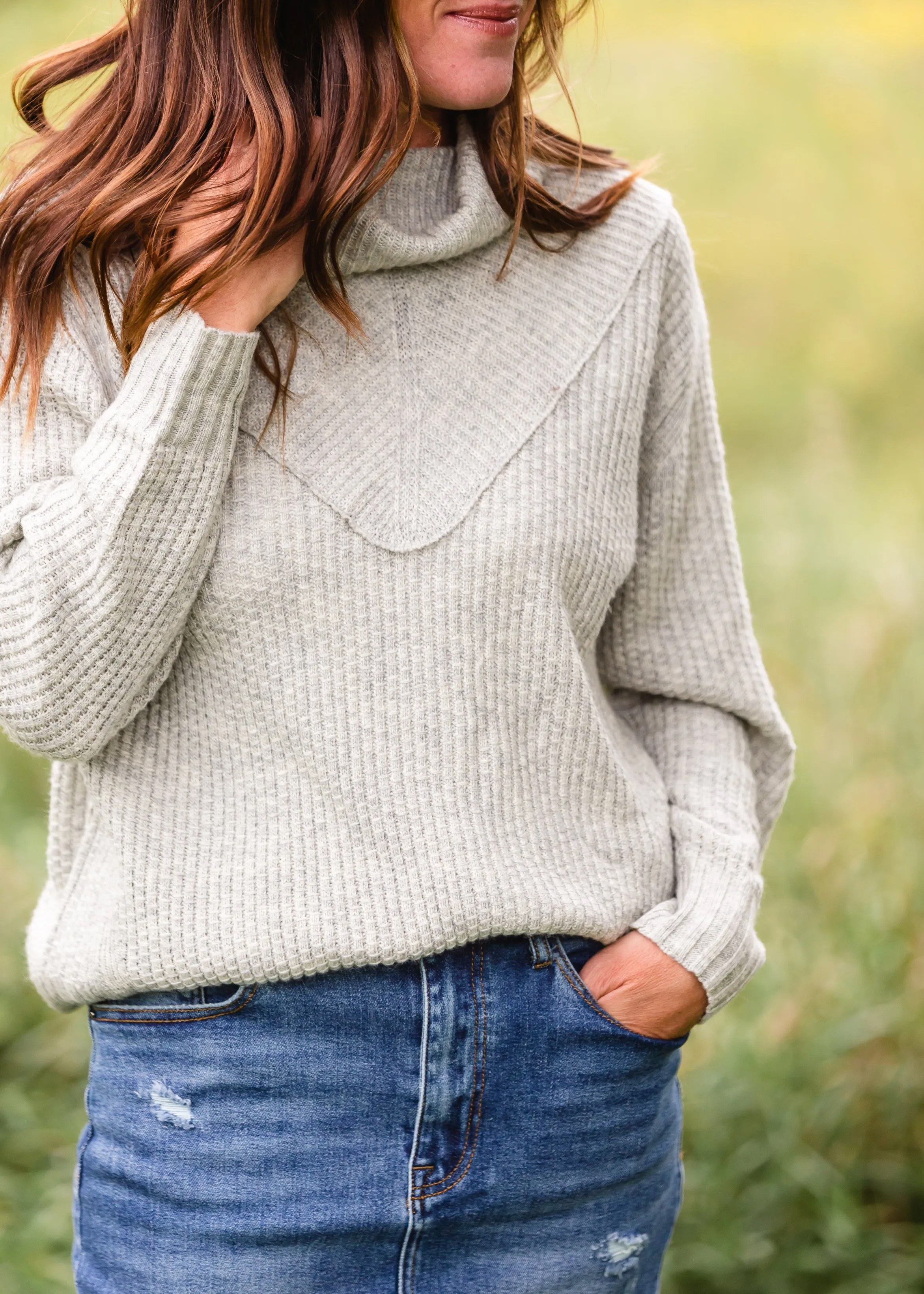 Gray Turtleneck Ribbed Cuff Sweater - FINAL SALE