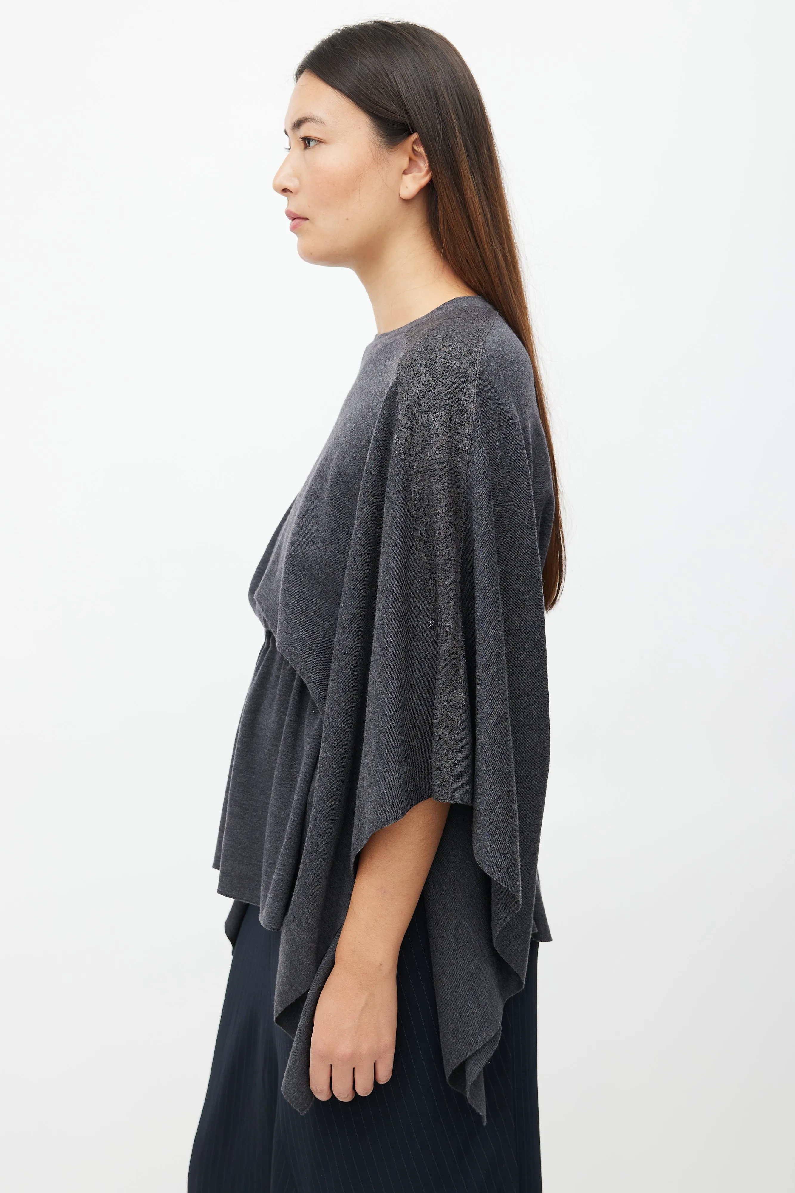 Grey Wool Cape Top