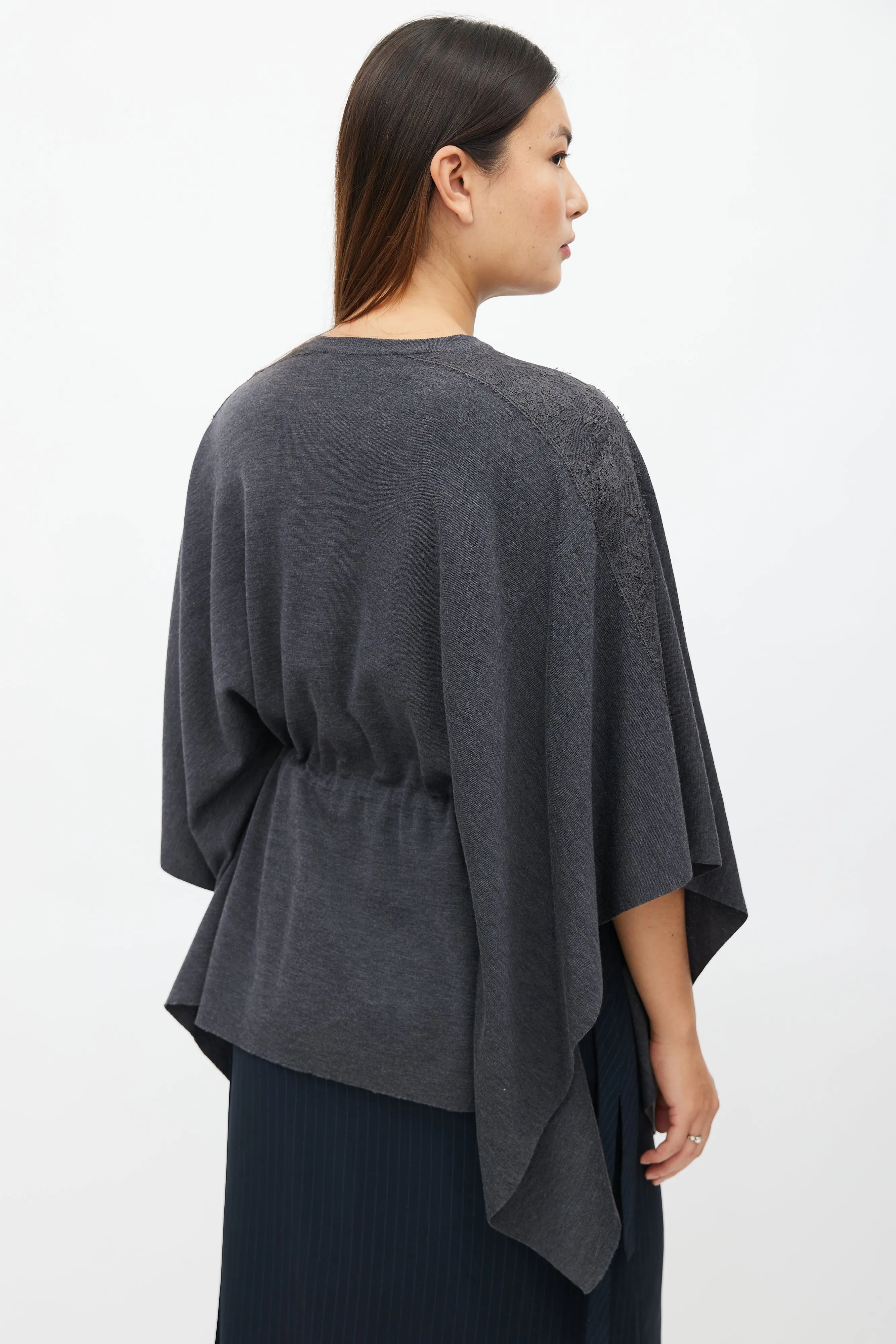 Grey Wool Cape Top