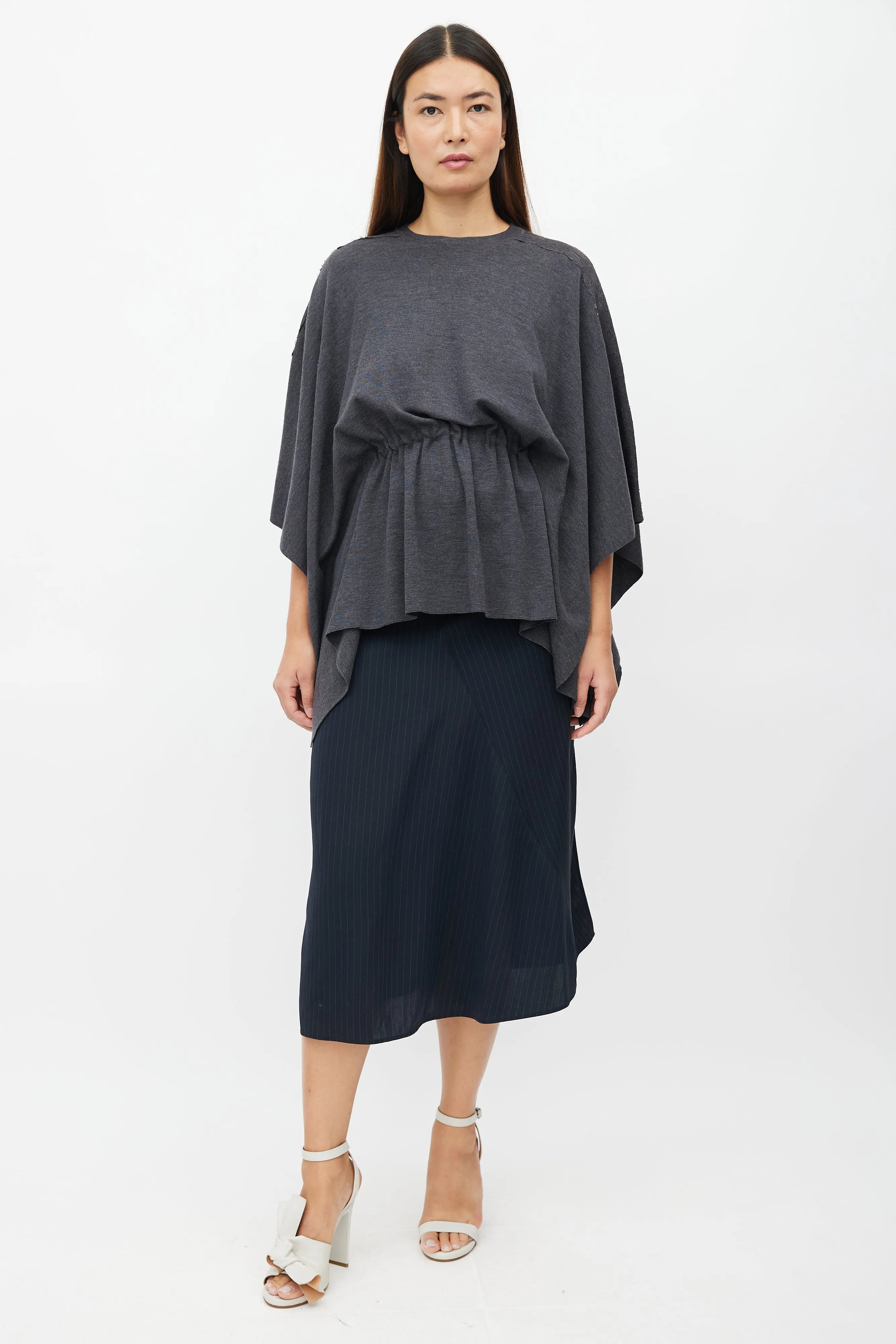 Grey Wool Cape Top