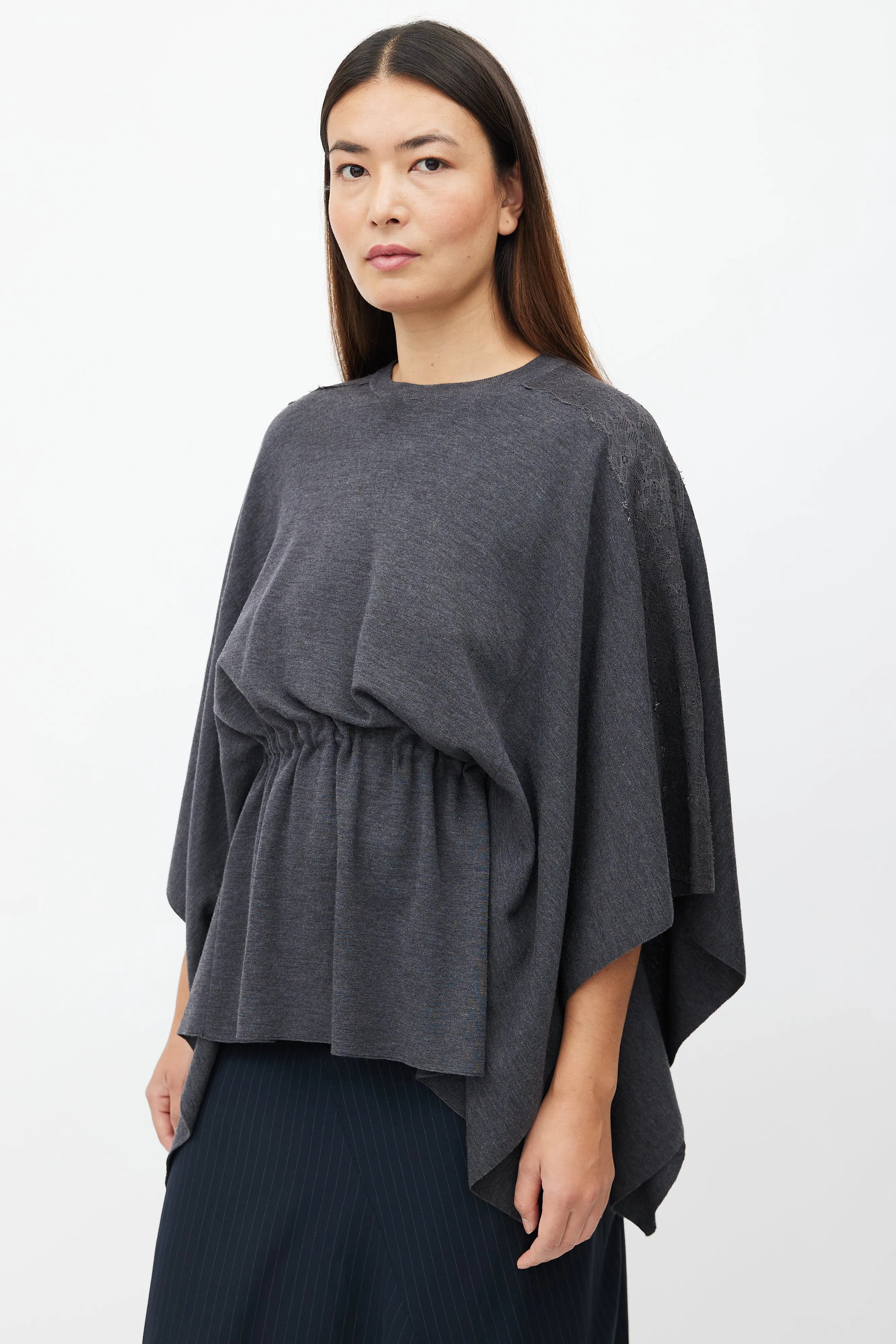 Grey Wool Cape Top