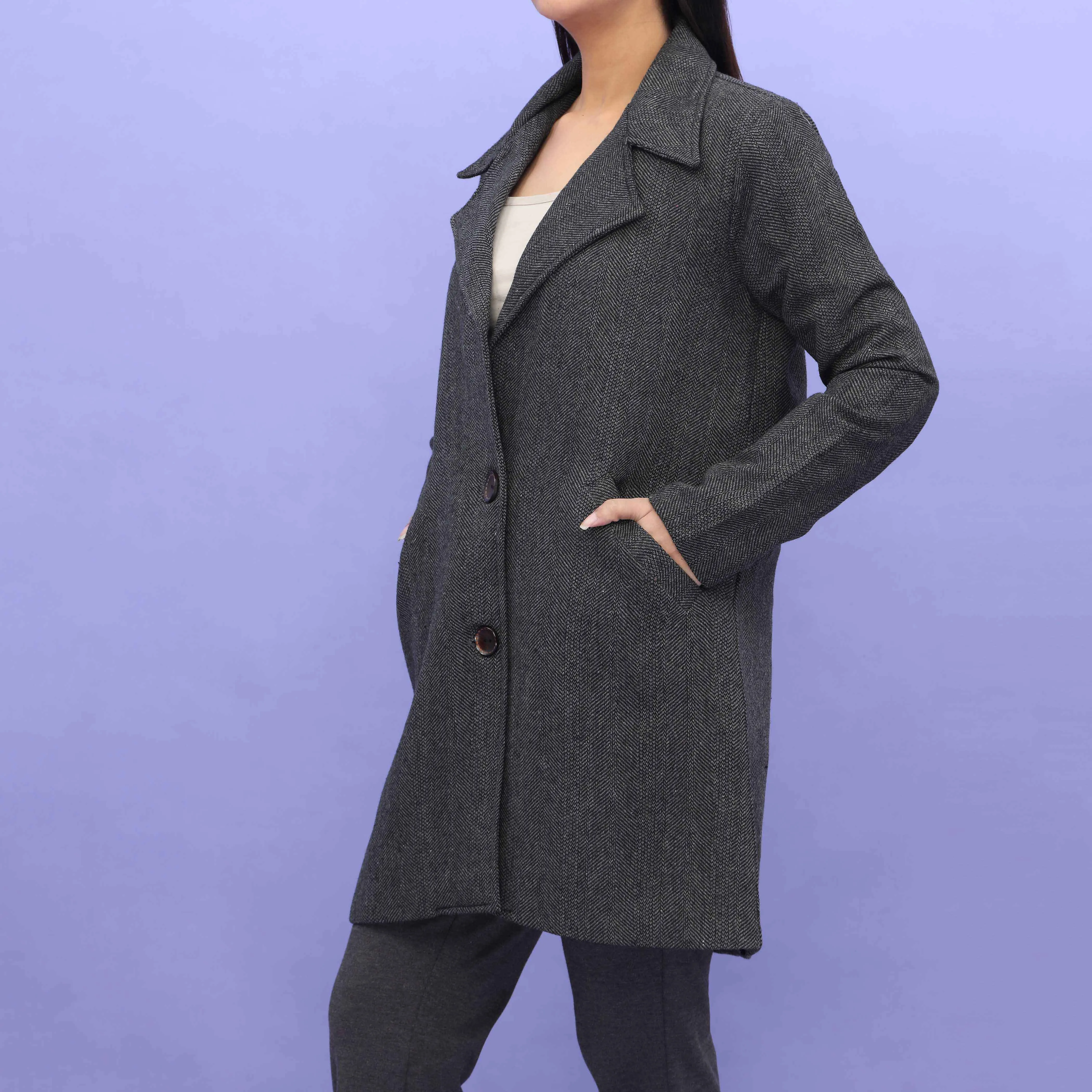 Grey Wool Long Coat PW4329