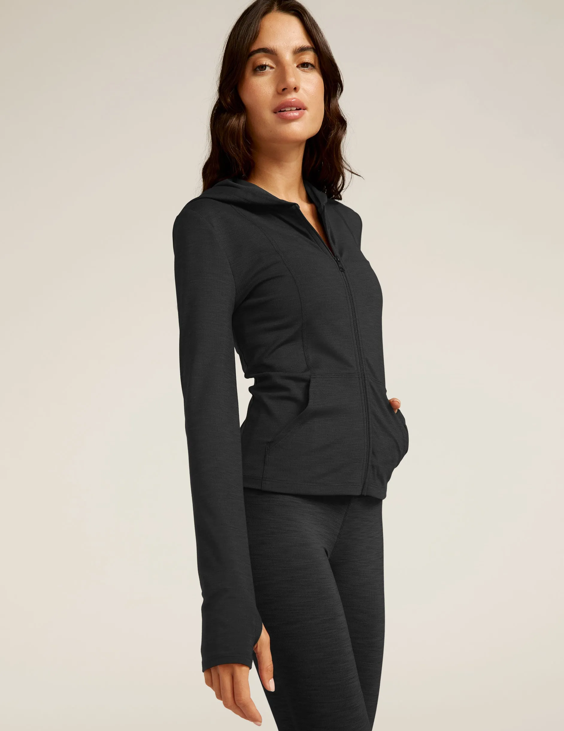 Heather Rib Morning Jog Hoodie