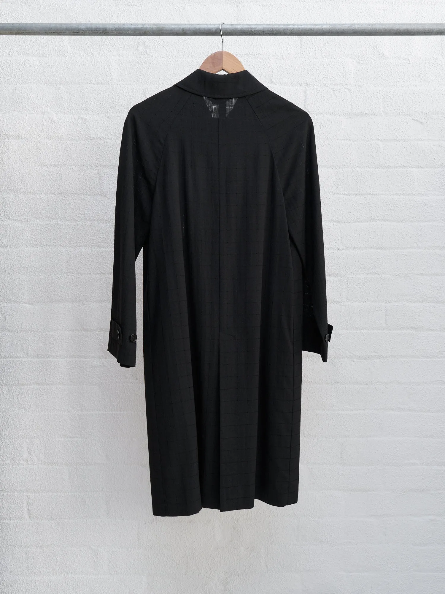 Helmut Lang 1990s 2000s black semi-sheer covered placket coat - size 38