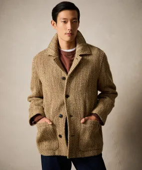 Herringbone Cafe Jacket in Light Brown