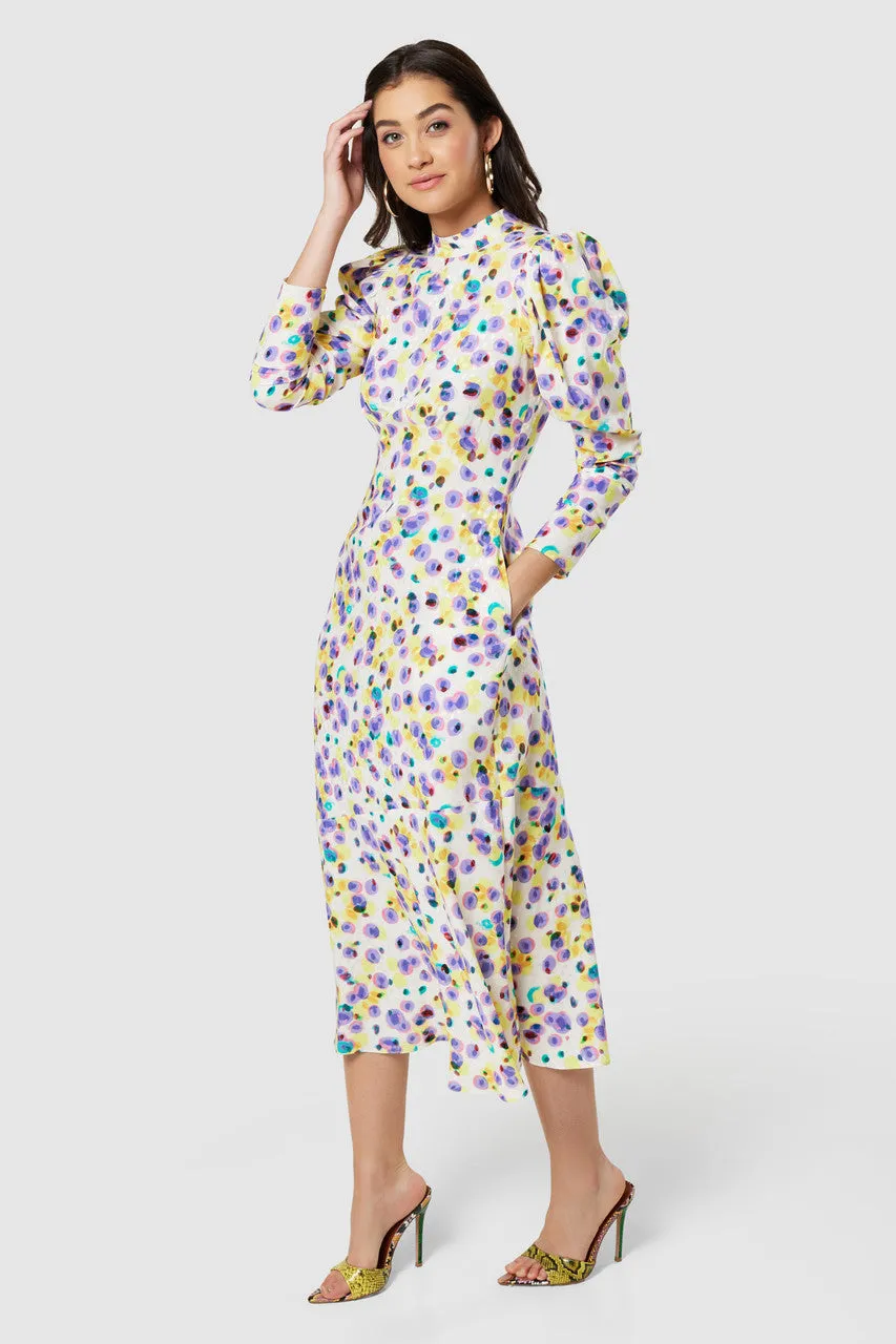 Hilda High Neck Midi Dress (Multi Print)