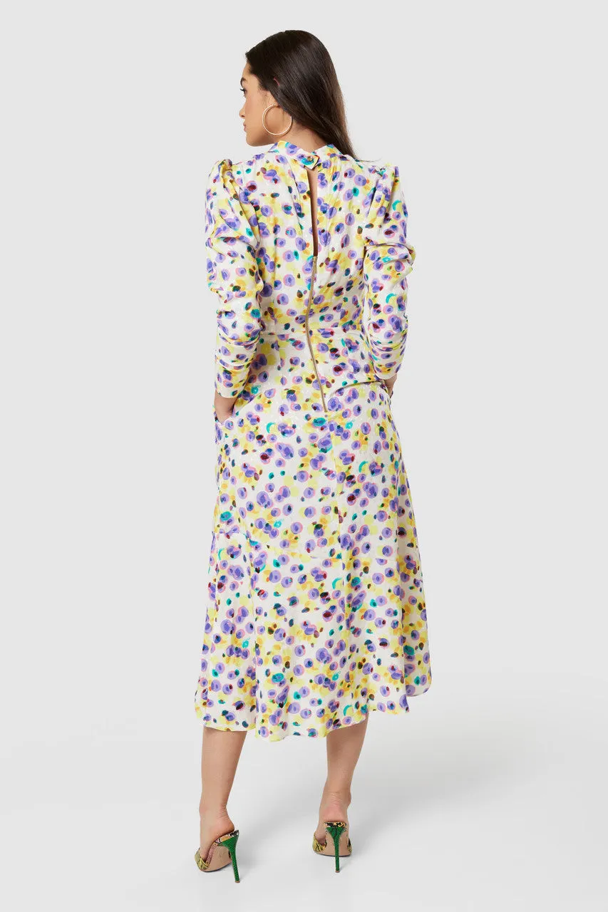 Hilda High Neck Midi Dress (Multi Print)