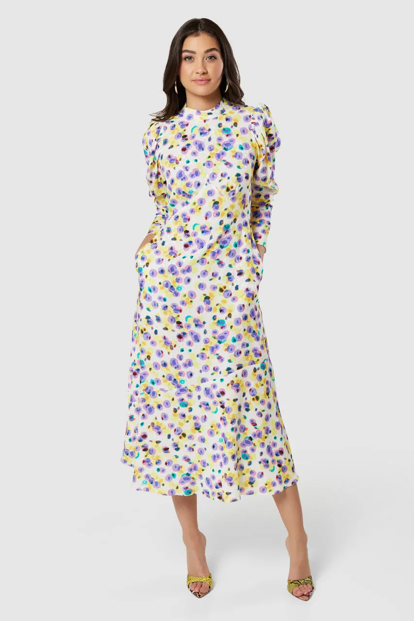 Hilda High Neck Midi Dress (Multi Print)