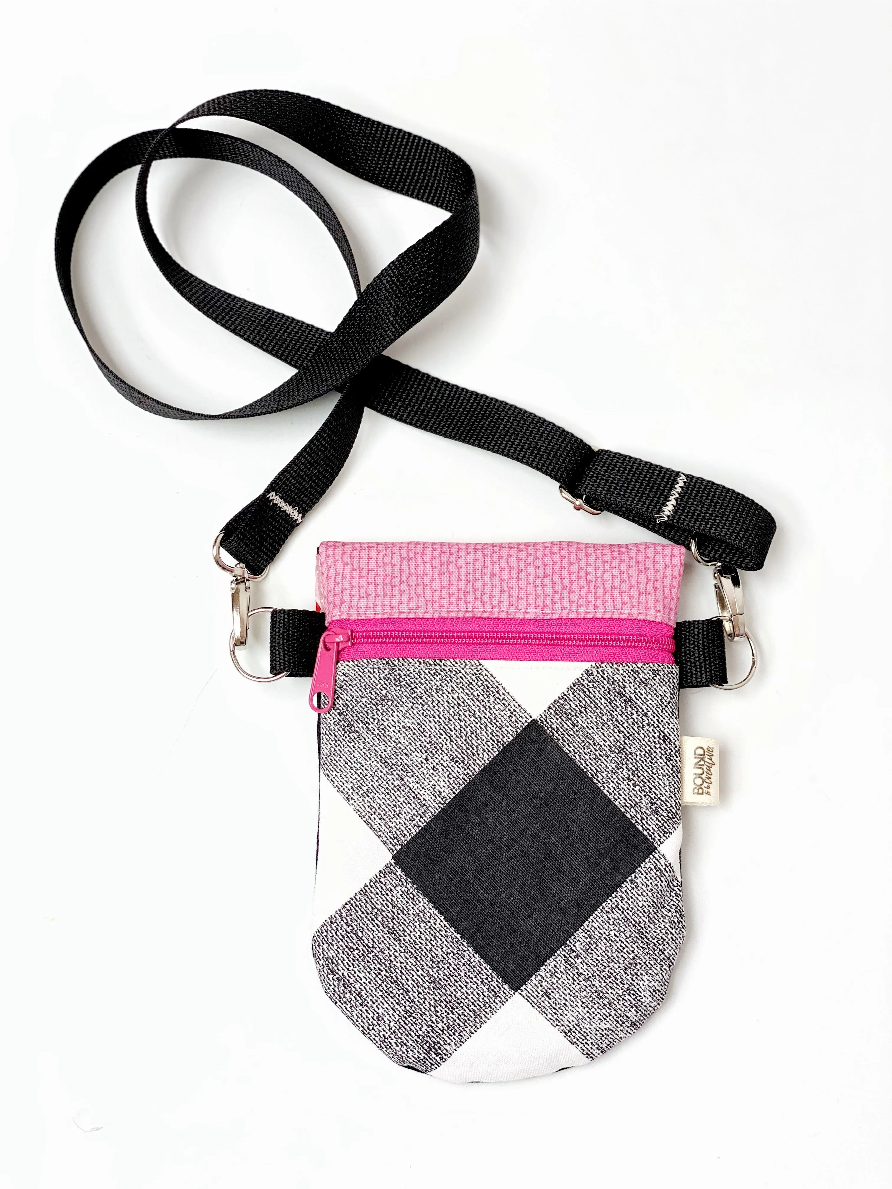 HIP Mini One of a Kind Small Hip Crossbody Bag, Bubble Gum and Black