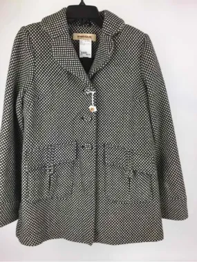 Hydralic Size L Black & White wool Dots Front Pocket Coat