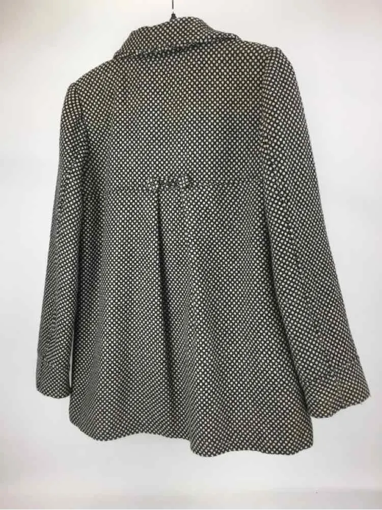 Hydralic Size L Black & White wool Dots Front Pocket Coat