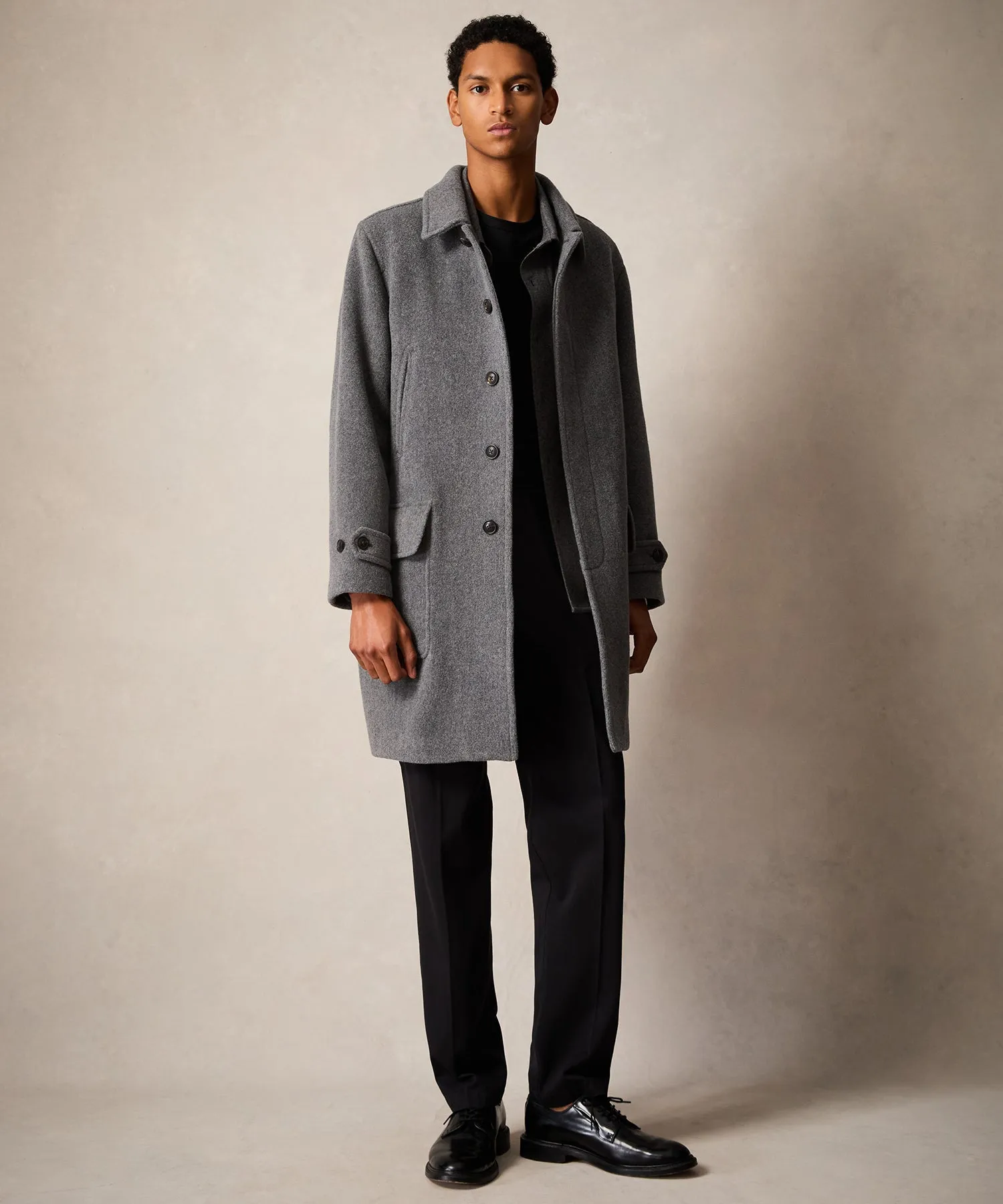 Italian Wool Car Coat in Light Grey